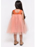 Peach Tulle Orange Flowers Adorable Flower Girl Dress